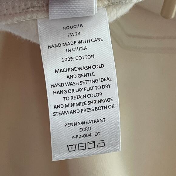 Roucha Penn Cotton Sweatpants in Ivory sz B US M - Picture 11 of 11